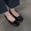 Spot-Version~ Schwarze Retro-Dünnleder Bequeme Pendel-Flats Damenschuhe Minimalistisch Quadratische Spitze Einschlupf Kleine Einzelne Schuhe