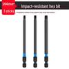 Extended S2 Air Pneumatic Screwdriver Hex Bit Set - Strong Magnetic, Super Hard, Non-slip