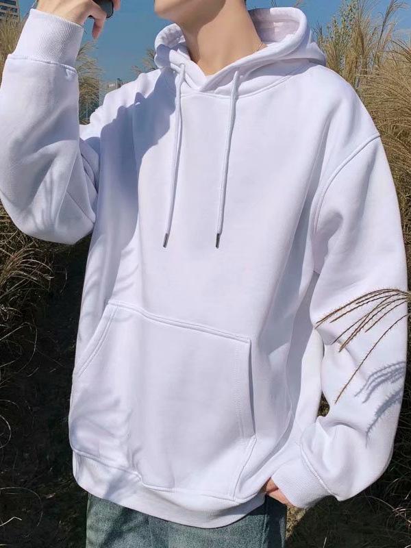 Men's Loose Fit Hooded Sweatshirt, New 2025 Style, Light Gray, Casual Jacket for Spring/Autumn/Winter