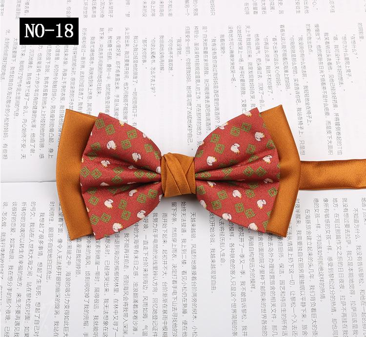 Gemusterte Fliege Herren Imitationsseide Druck Retro High-End Französisches Hemd Amtlich Fotografie Hochzeit Schleife Kragen