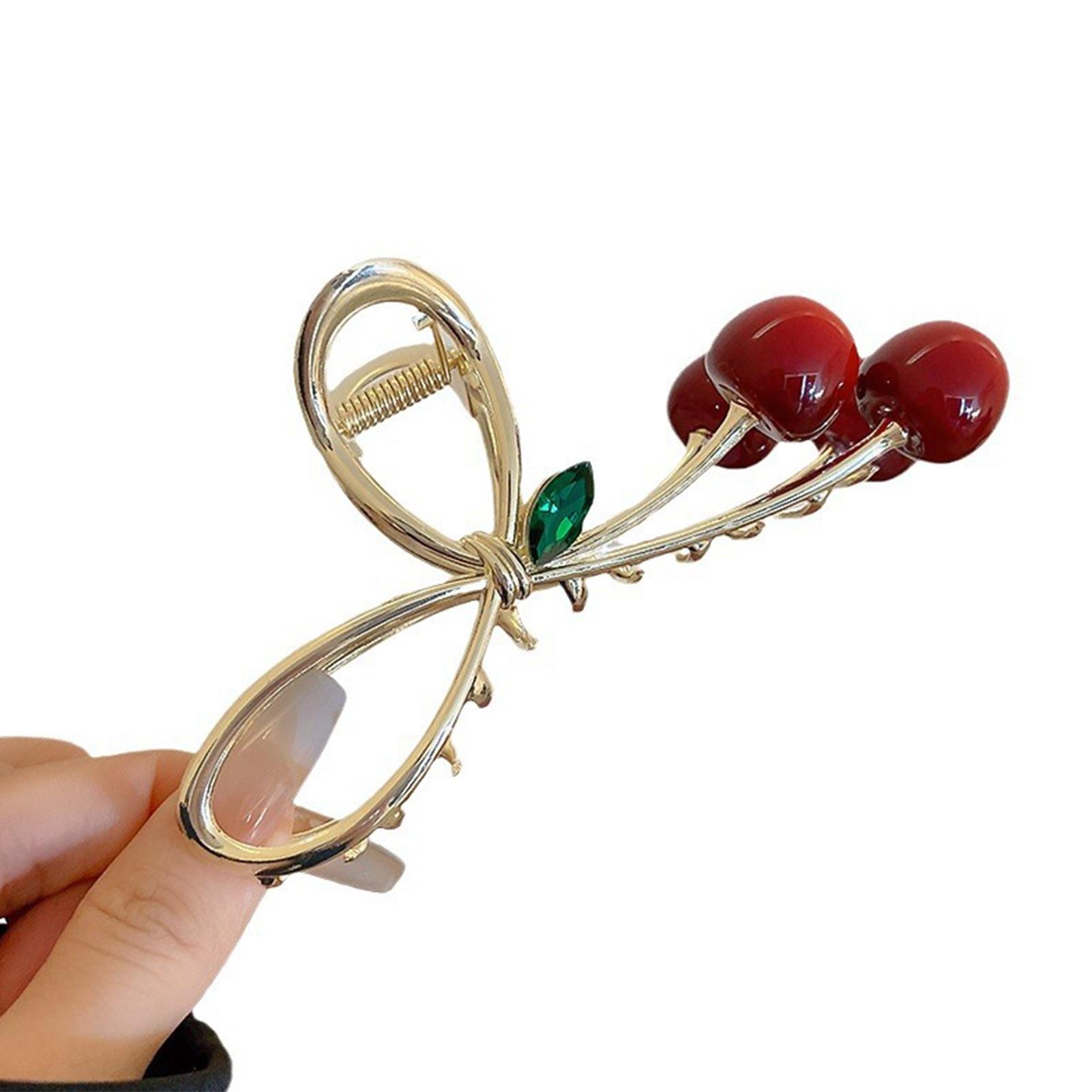 

12cm Cherry Hair Claw For Women Trendy Exquisite Bowknot Shark Gripper Girls Daily Life Fashionable Jewelry Hair Accessories золотий