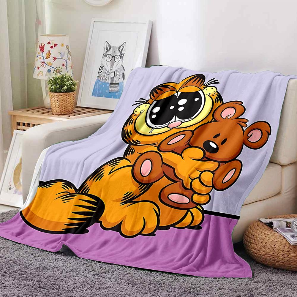 1Pc Garfield'S Hug Adventure Blanket For Couch Bed Plush Cozy Fuzzy Blanket Super Soft Warm Blankets For Fall And Winter 091873