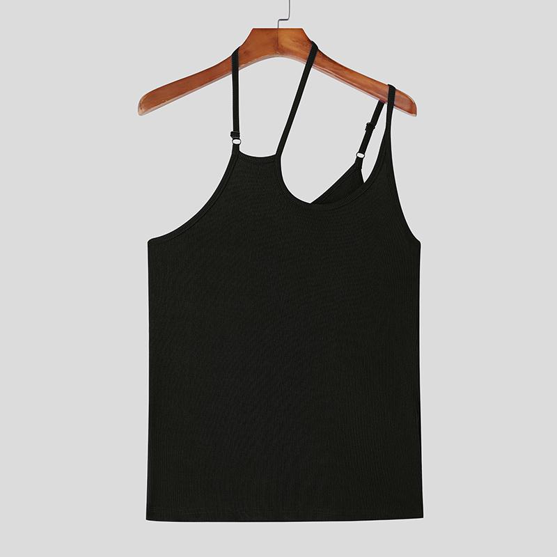 

INCERUN Men Strap Tops Casual Cutout Sleeveless Solid Tanks Camisole