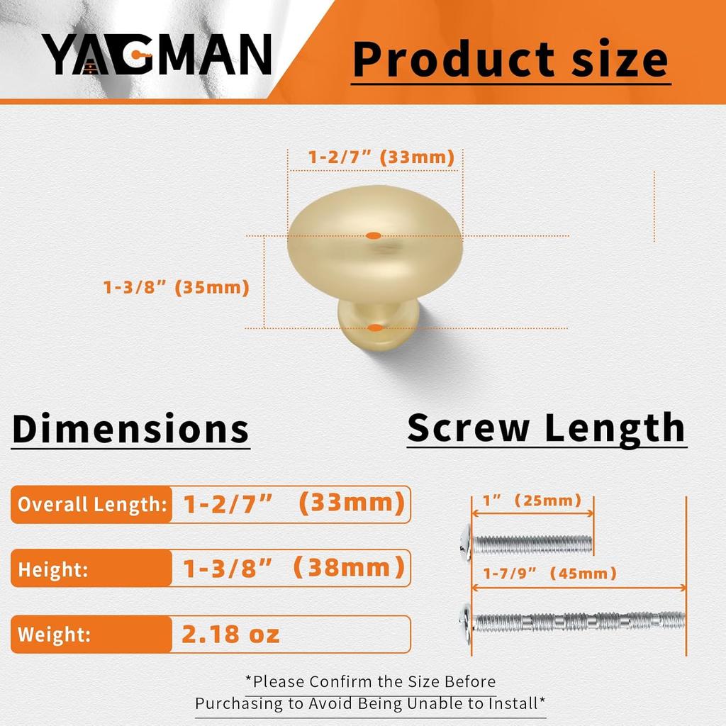 5 Pack Kitchen Cabinet Knobs Brushed Gold Oval Drawer Knobs Cupboard Handles Bathroom Dresser Cabinet Hardware Zinc Alloy JT-BG-K5