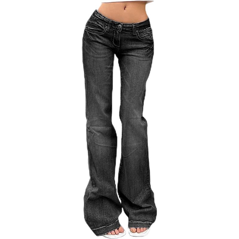 European and American retro Spice Girls flared pants slim and thin elastic jeans women's trousers