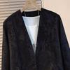 Women's Retro V-Neck Jacquard Frog Button Mid-Length Coat