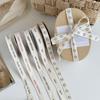 1.5cm Herringbone Cotton Ribbon with Birthday Letter & Smiley Face Design - Pure Bleached Natural White Cotton Webbing