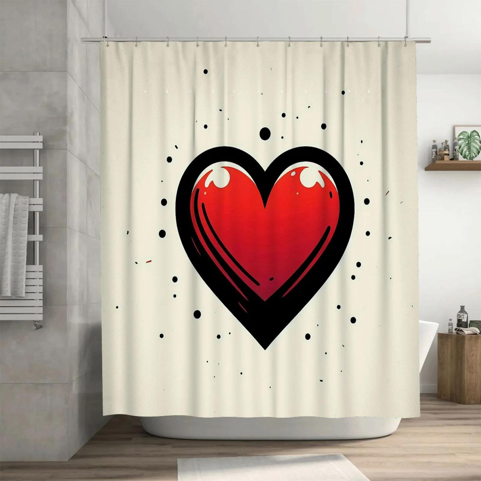 

Splattered Heart Shower Curtain - Waterproof, Mildew-Resistant, Machine Washable for Modern Bathroom Decor W90XH180cm