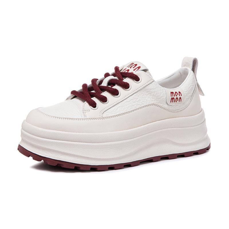 Platform white shoes women's spring new leather versatile sports and leisure shoes comfortable soft sole lightweight board shoes