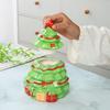 Hand-Painted Ceramic Snowman Cookie Jar, Christmas Tree Design Candy Storage Container, Holiday Kitchen Decor