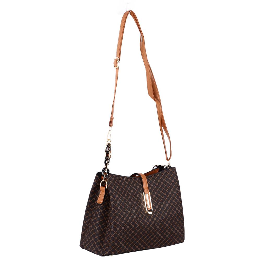 Damen Handtasche Handtasche Langer Riemen Hübsches Design Einzelne Schulter Handtasche für Strandparty Reise Kaffee mit Braun Kostenlos