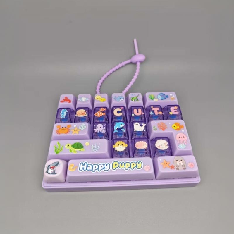 Creative 26 Keys Keyboard Stress Relief Toy Cute Cartoon Fidget Keychain Backpack Pendant for All Ages