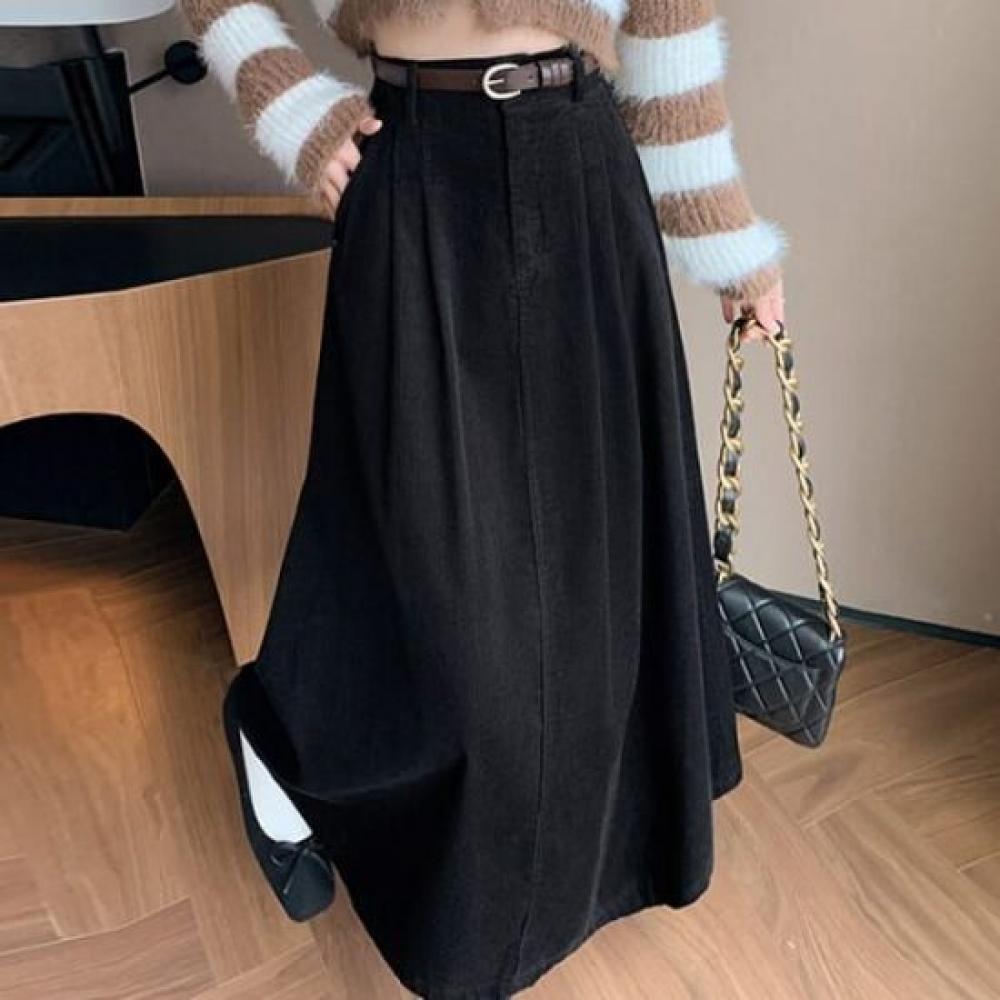 Navava Womens Vintage Corduroy Long Skirt Ns404