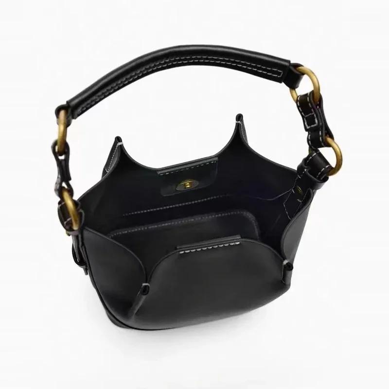 Damen PU-Leder Umhängetaschen Eimertasche Schultertasche breiter Riemen Taschen Einsätze Canvas Designer Luxus Mode