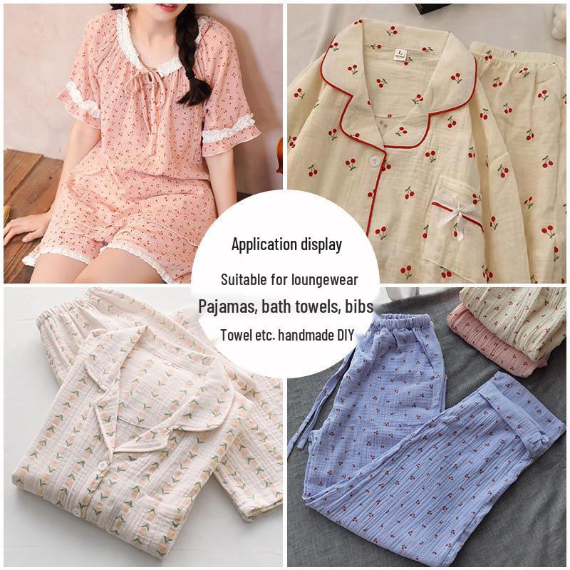 Pure Cotton Double-Layer Printed Crepe Fabric for Children's and Maternity Sleepwear