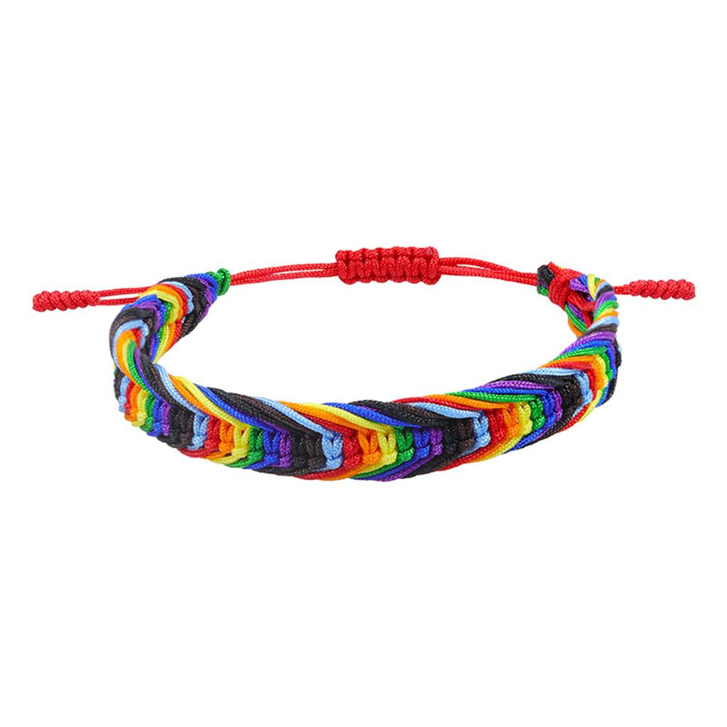 Polyester Boho Bohemia Waved String Braided Friendship Bracelets Ethnic Multicolor Weave Textured Adjustable 15cm-27cm long, 1PC