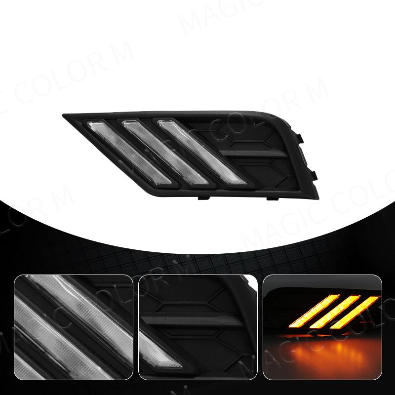 Car LED Daytime Running Light Fog Lamp DRL for VW Volkswagen Tiguan with Turn Signal Dual White Yellow Bumper