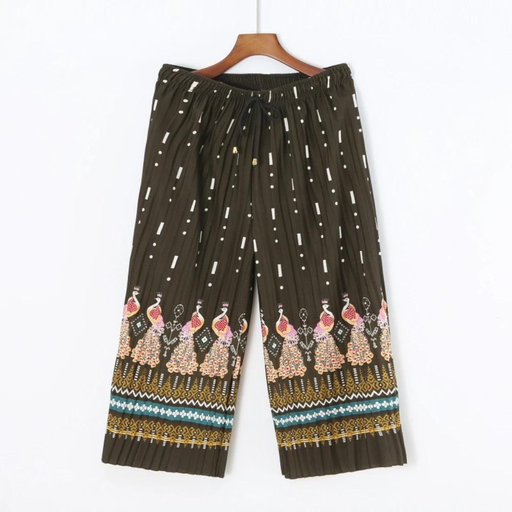 Dlouhé Volné Kalhoty Sloní Nohy Nastavitelný Elastický Pás Šňůrka Ženy Muži Unisex Potisk Thajsko Ležérní Streetwear Pláž Léto Bohémský Retro Vintage