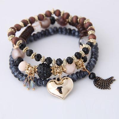 Modisches, süßes und vielseitiges Wassertropfen-Armband mit Pfirsichherz-Flower-Su-Modisch-Temperament für Damen, mehrschichtiger Perlenschmuck