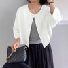 ZANZEA Women Casual Round Neck 3/4 Sleeve Loose Cardigan Summer Blouse