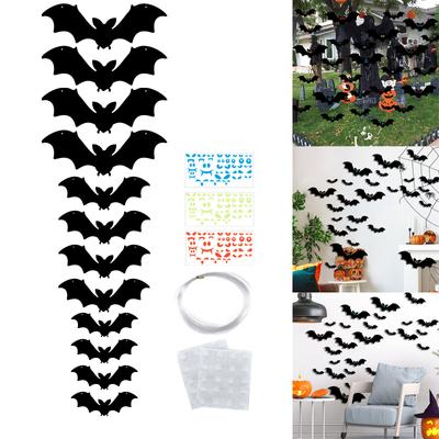 Paquete de 12 murciélagos colgantes para decoración de Halloween al aire libre, plástico impermeable,