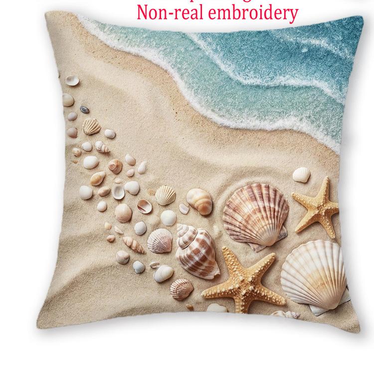 1/4pcs Coastal Beach Throw Pillow Covers with Starfish Seashell Sailboat Nautical Summer Ocean Home Decor Cushion cover