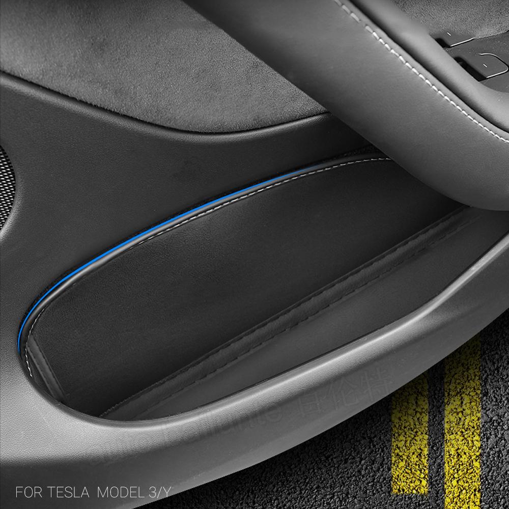 4Pcs Car Front and Rear Door Slot Storage Door Side Storage Cushion Box For   2022 2023 Tesla Model Y 3