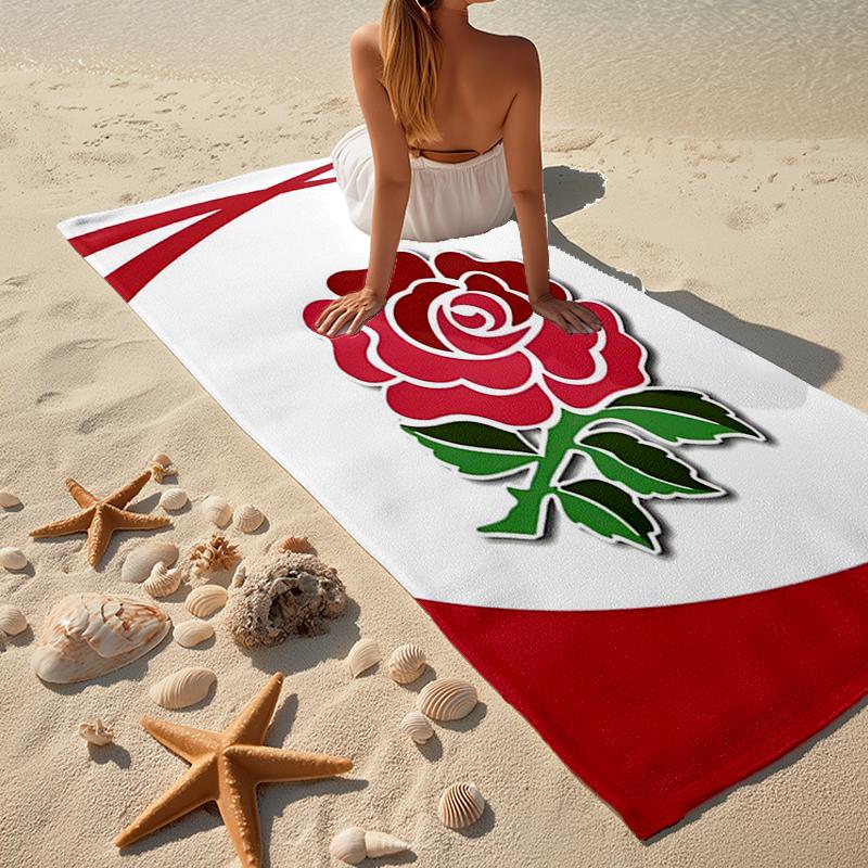 Ultra-Soft Beach Towel with England Rugby Theme,Ideal for Pool - Camping, Diving - Perfect Travel Essential, Vibrant Beach Towel.