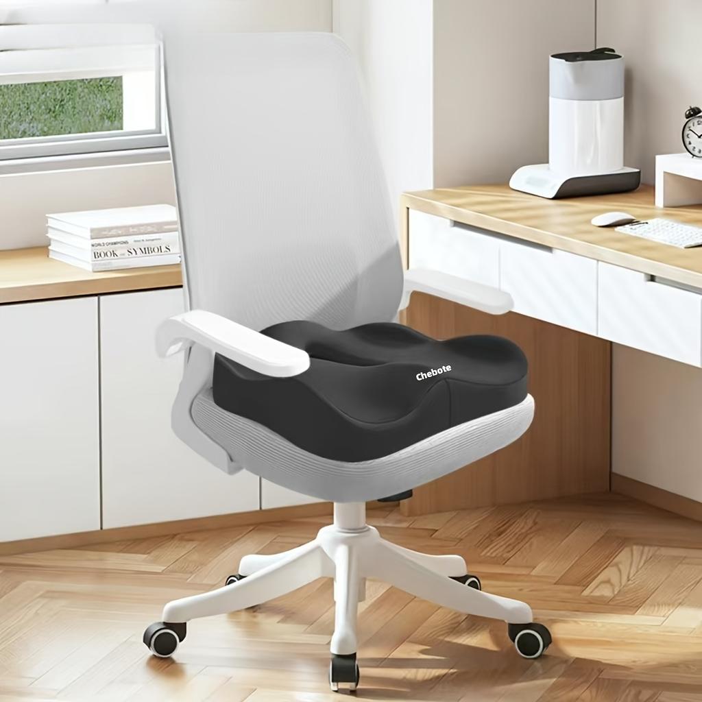 1pc Memory Foam Seat Cushion - 3D Ergonomic Support| Light Green & Grey, Washable Polyester, Car/Office Essentials