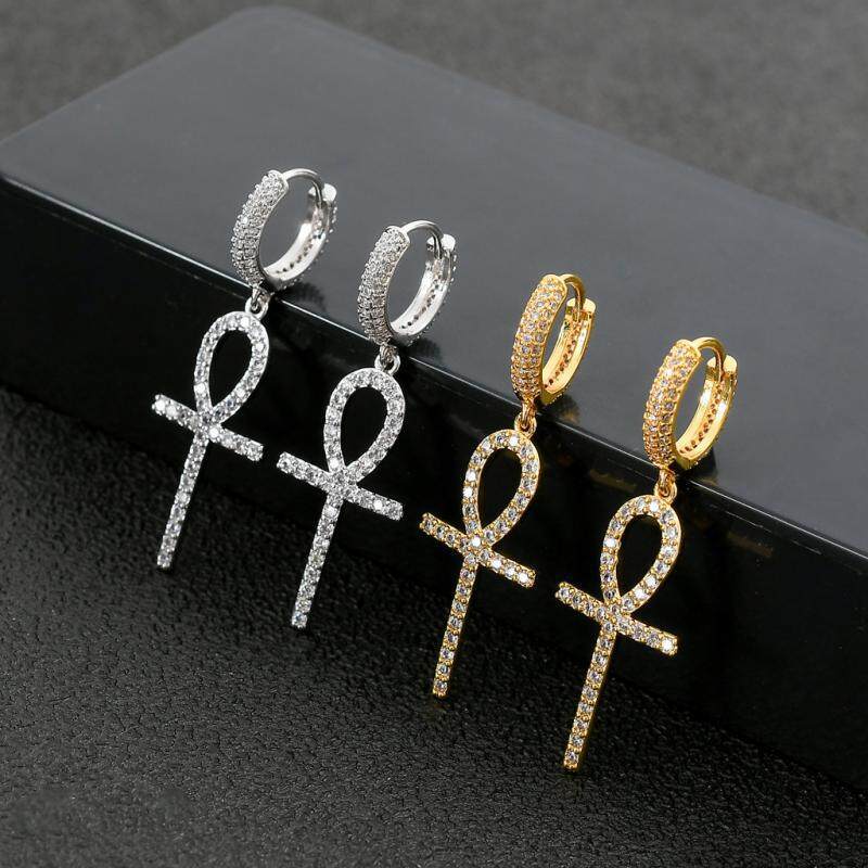 European and American New Earrings Anhe Key Cross Earrings Mens and Womens Personalized Anka Earrings