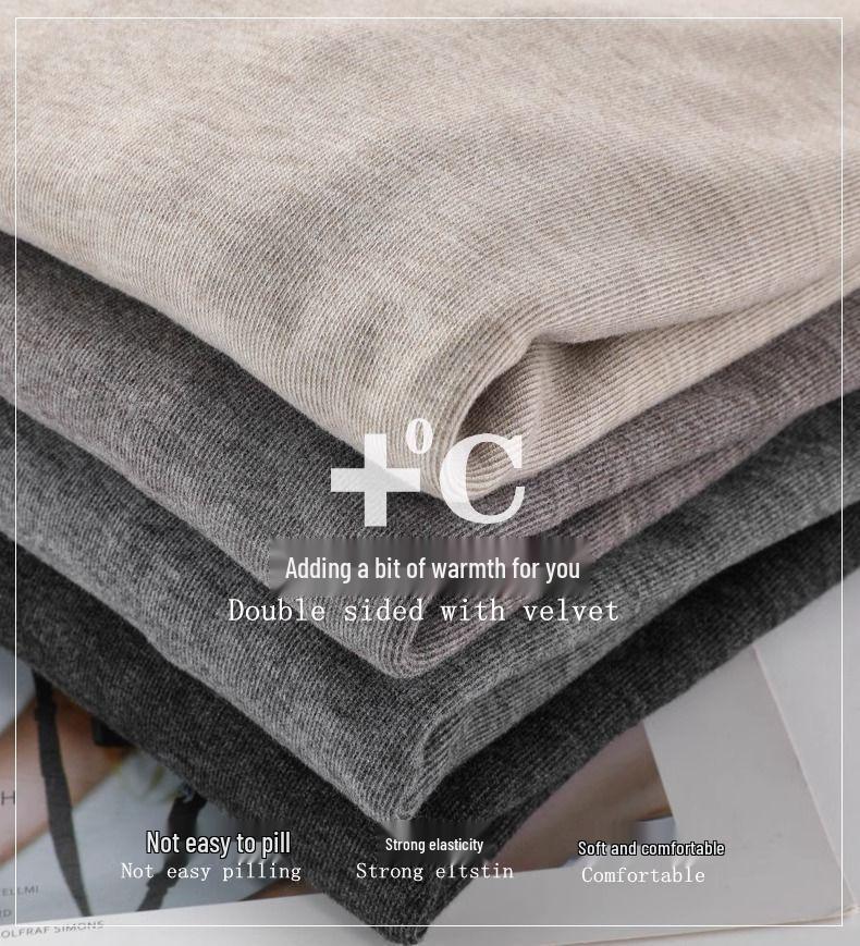 Women's Fleece-Lined Warm Slim-Fit Half-High Neck Base Layer Top, Long-Sleeved, Solid Color, Versatile for Autumn/Winter.