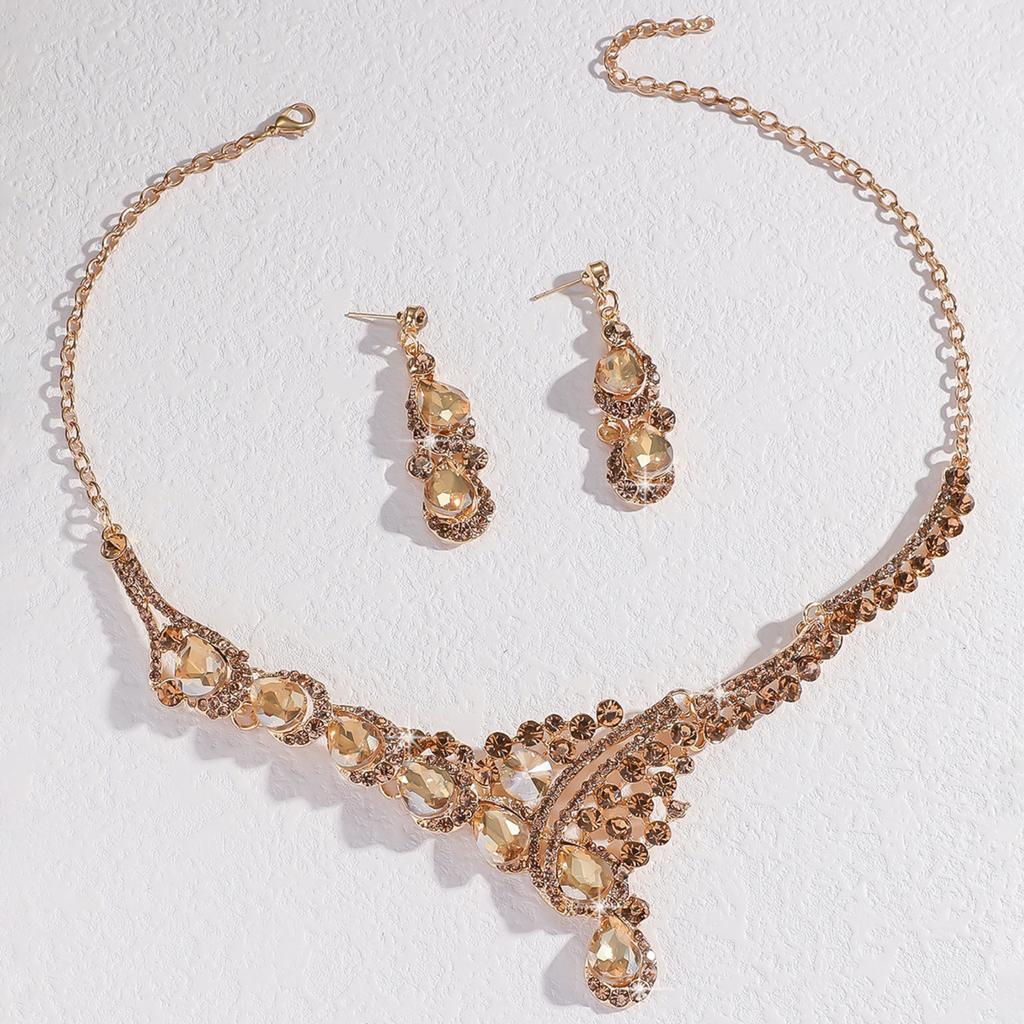Braut bunter Strass Kristall Halskette und Ohrring Set