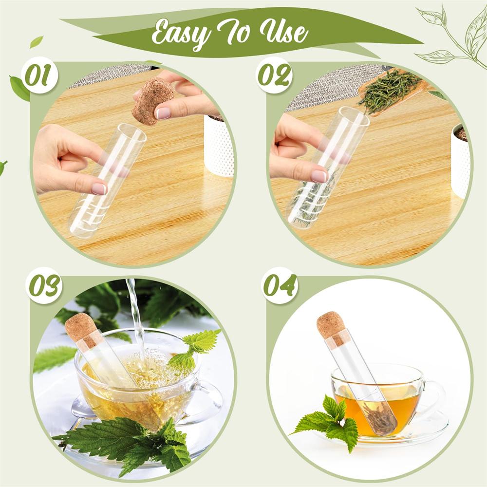 1pc Glass Tea Infuser Tea Set Strainer with Cork Lid Transparent Loose Leaf Steeper Filter with Cork Lid for Tea Cups, Mugs, Tea