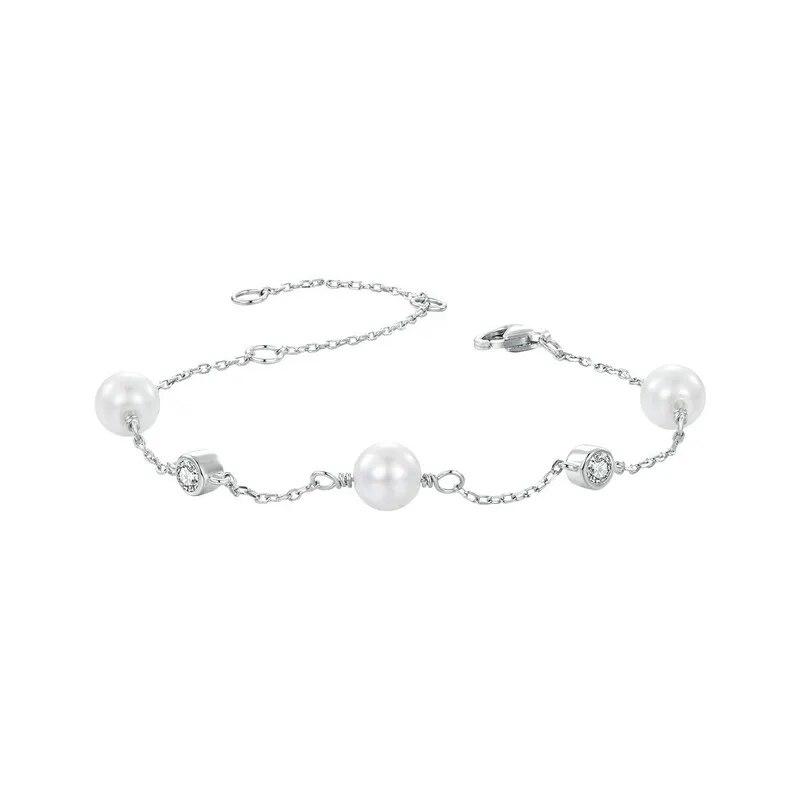 Bamoer Drobný moissanitový náramek z ryzího stříbra 925, Náramky s nastavitelným řetízkem s nastavitelným řetízkem Šperky pro družičku