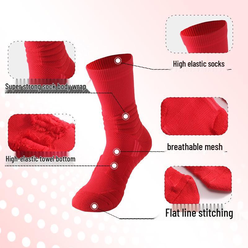 Elite Performance Mid-Calf Basketball Socks for Men & Women – Wear-Resistant, Terry Bottom, Ideal for Running and Sports