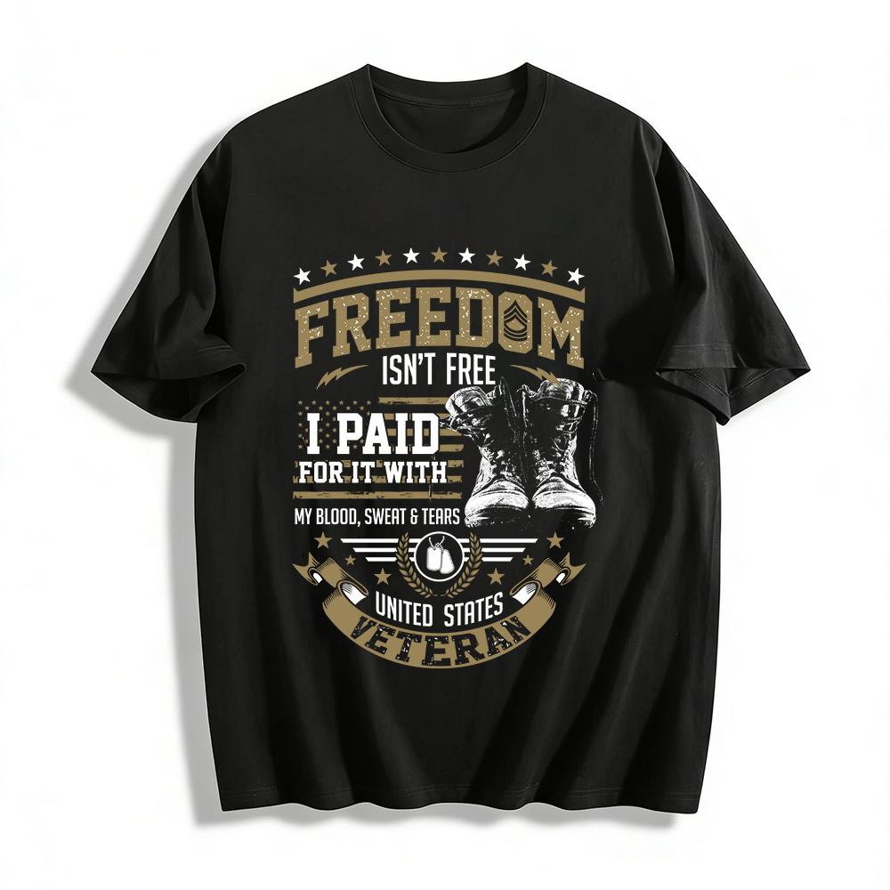 Freedom Veteran Themed Graphic Casual T-Shirt Pure cotton T-shirt XXS