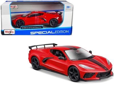 Maisto Chevrolet Corvette Stingray Coupe Modellauto Im Rot 2021 Maßstab 124, Türen Beweglich, (531534R)