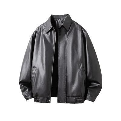 2026 Jaqueta de Couro Cool para Motociclista Masculino Jaqueta Retro Preto Café Masculina Casaco de Couro PU Biker Masculino Casaco Solto de Couro Sintético Masculino