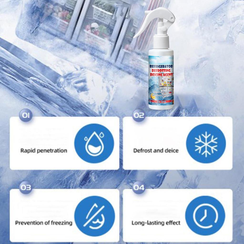 Sbrinatore per Congelatore 120ml Spray Sbrinante per Frigorifero e Congelatore Spray Rimuovi Ghiaccio Rimuove Rapidamente il Ghiaccio Accumulato Spray con Spatola
