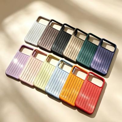 Husa Stilată pentru Bagaje de Afaceri cu Dungă Ondulată 3D pentru IPhone 18 17 Pro Max 16 15 14 13 cu Cutie pentru RIMOWA Husa Spate Rezistentă la Șocuri și Căderi