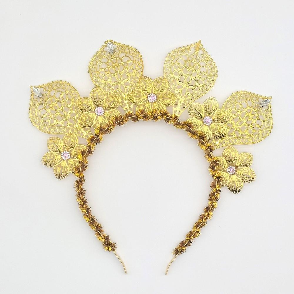 Golden Sun Goddess Crown Handmade Head Hoops Women Girl Hair Accessories