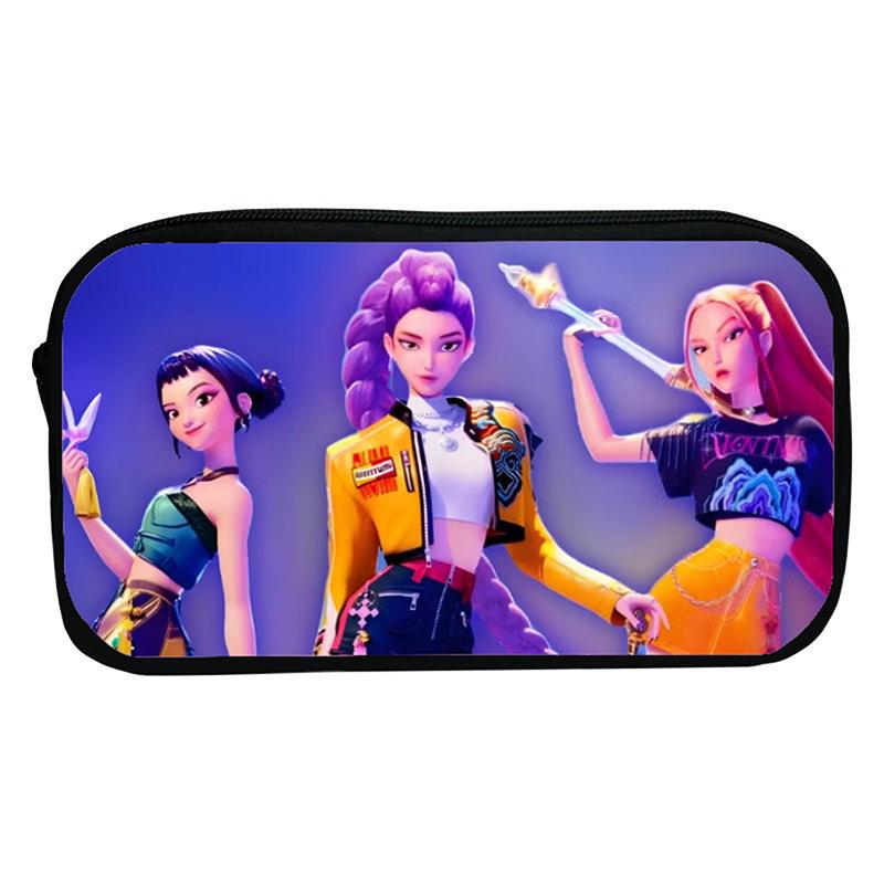 Kpop Demon Hunters Student Pencil Case Cartoon Large Capacity Pencil Box Stationery Supplies Girl Cosmetic Storage Bag Gifts