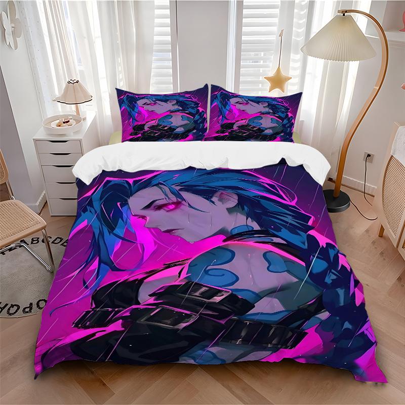 3pcs Jinx Home Decor Bedding Set-Universal Three-Piece Suit for Bedroom, Guest Room, Living Room, Hotel, Festival Gift, Fan-Favorite, Travel