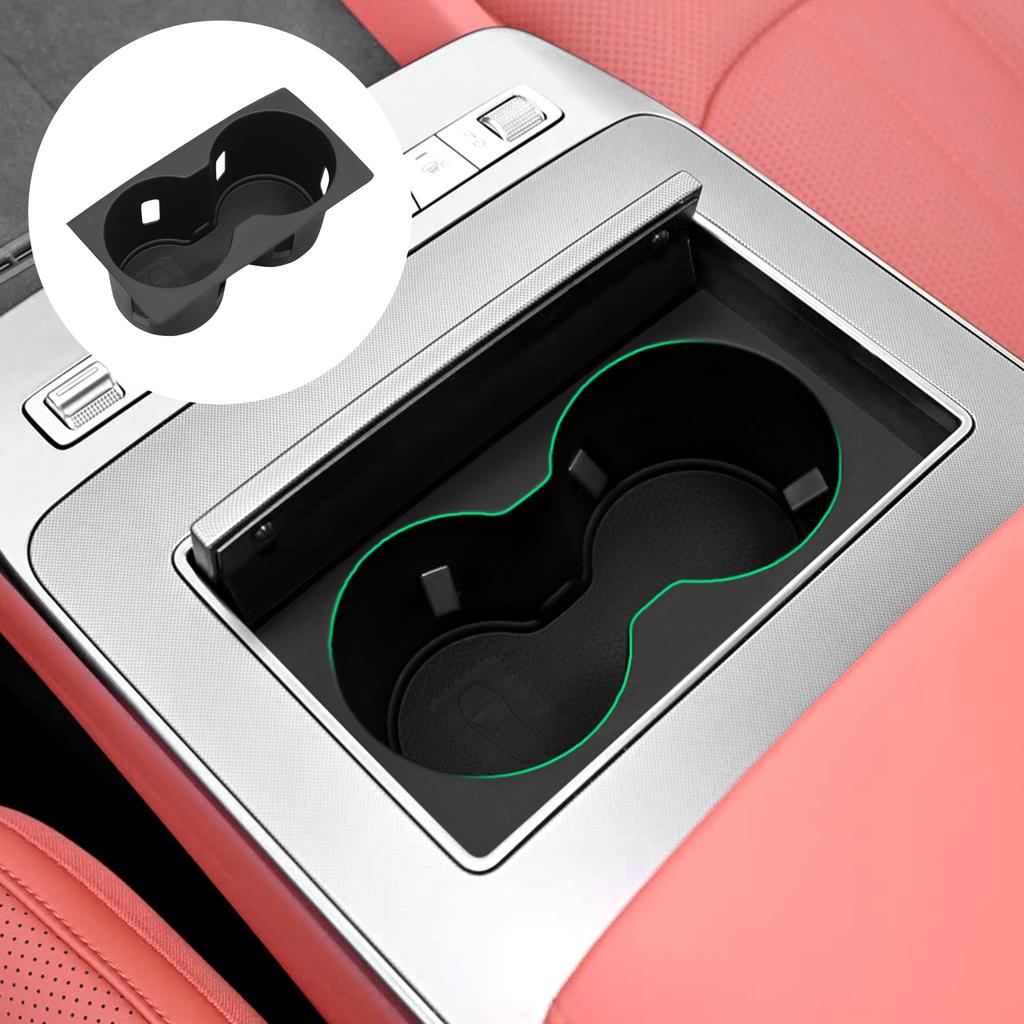 for BYD Tang L 2025 Center Console Cup Holder Storage Box Anti-Slip Shock-Absorbing Traying Accessories TPE BLACK
