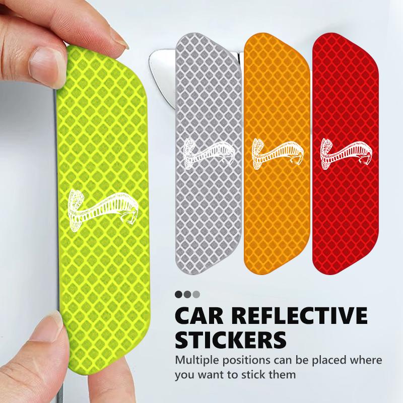 For Mustang Car Wheel Eyebrow Stickers Reflective Protective Stickers Night Anti-collision Strip Spoiler Shelby GT 350 500 Cobra