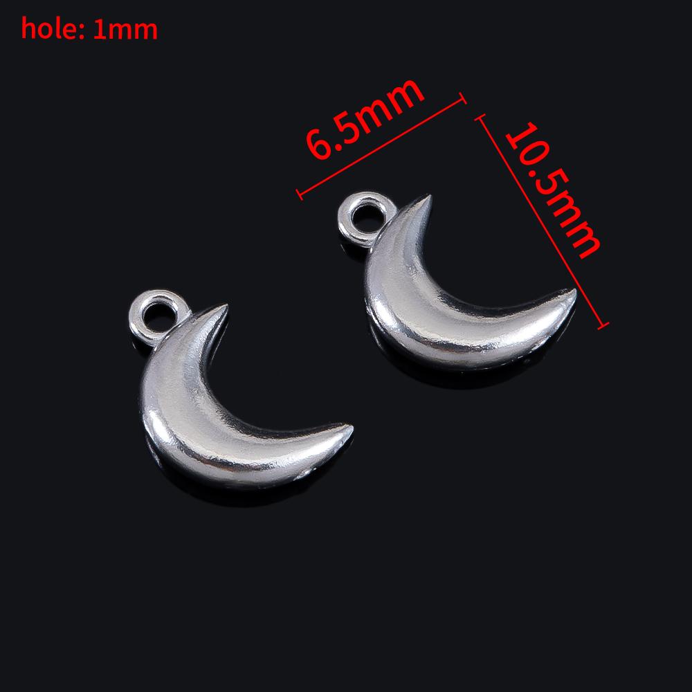 10pcs Stainless Steel Mini Heart Star Pendants Moon Necklace Charms for Earring Jewelry Making DIY Accessories Findings Supplies