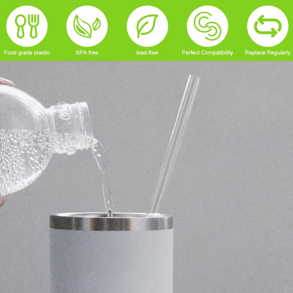 6/25 Stück Plastikstrohhalm-Set mit Reinigungsbürste 11,85 Zoll lang BPA-frei Klare Trinkhalme für Smoothies Tee Saft Milchshakes