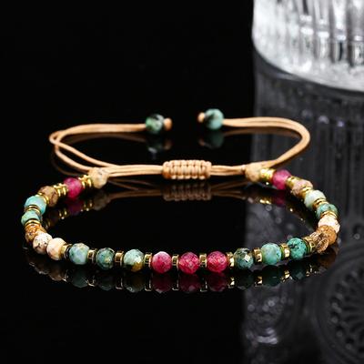 Bracelet tressé en calcédoine naturelle taillée de couleur turquoise africain, bijou joker de personnalité pour fille.