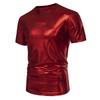 T-shirt da Uomo Lucida Metallica Estiva Casual Girocollo Manica Corta Top Magliette Nuova Moda Oro Costume di Scena Festa Disco Nightclub Tee