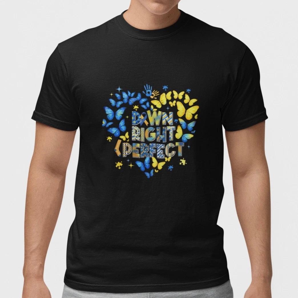 Autism Awareness Shirt Down Right Perfect Butterfly Heart Support Tee Unisex XL